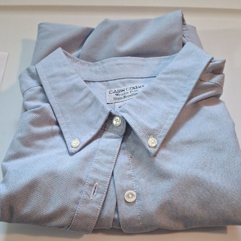 Cabin Creek Light Blue Casual Button Down Shirt (Rox229)